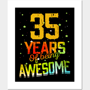 35 Years Of Being Awesome Gifts 35th Anniversary Gift Vintage Retro Funny 35 Years Birthday Men Women Posters and Art